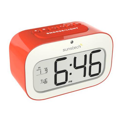 Radio Despertador Sunstech ckd30rd roja dos alarmas pilas alarma doble snooze 30