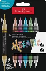 Pack 6 Marcadores Acrílicos Metálicos Faber Castell Black Edition Shake&paint