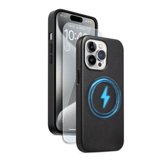 Funda magnética 4-ok Magsafe Negra + Protector Tempered Glass de vidrio templado para iPhone 14 Pro Max
