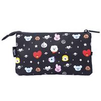 Estuche 3 Compartimentos escolar│ bt21 perfecto para la vuelta al producto con licencia oficial triple erik cool collection multicolor 22x12.5cm