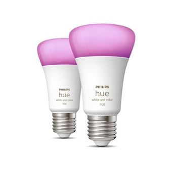 Kit 2 bombillas inteligentes Philips Hue E27 Luz ambiental