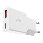 Cargador de pared dual Ksix XtraSlim USB-C/USB-A 20W GaN Power Delivery PPS Blanco