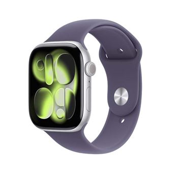 Apple Watch Series 11 GPS 42mm Caja Aluminio Plata y Correa Deportiva Morado niebla - Talla S/M