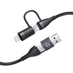 Cable de carga y transferencia de datos 4 en 1 Subblim Top 60W USB-A/C-C/Lightning 1,2m Negro