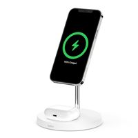 Soporte de carga inalámbrica Belkin Boost Charge 2 en 1 con MagSafe Blanco