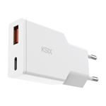 Cargador de pared dual Ksix XtraSlim USB-C/USB-A 30W GaN Power Delivery PPS Blanco