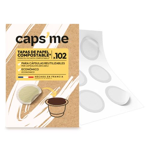 102 Tapas De Papel Caps'me Compostables Para Cápsulas Reutilizables Nespresso