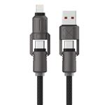 Cable de carga y transferencia de datos Ksix cabezales plegables USB-A/USB-C a USB-C/Lightning 240W 1m Negro