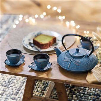 Tetera Hierro Fundido Tetera De Hierro Fundido Azul Con Pantalla De Filtro De Acero Inoxidable Extraíble Estilo De Diseño De Flor De Cerezo Japonés(Size:1000ml