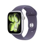 Apple Watch Series 11 GPS 46mm Caja Aluminio Plata y Correa Deportiva Morado niebla - Talla S/M