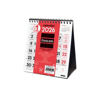 Calendario Sobremesa Números Grandes Finocam Neutro Ene-Dic 2026 XS - 140x150 mm Mes Vista Catalán - 1