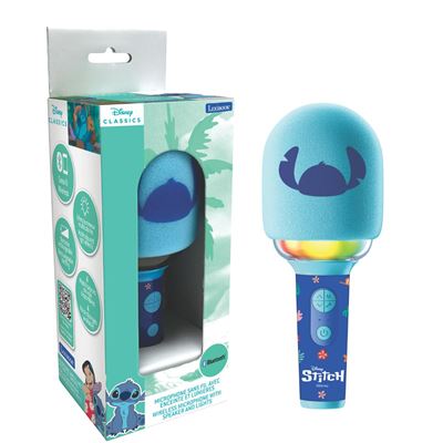 Micrófono karaoke bluetooth/inalámbrico stitch con sonido y luz