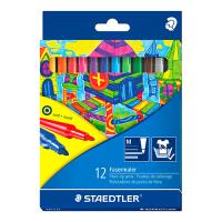 Estuche de 12 rotuladores Staedtler de punta de fibra de colores variados Noris Club 325 C12