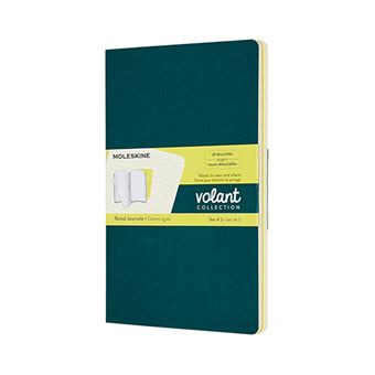 Libreta Moleskine Volant Journals Large rayada verde pino/amarillo limón
