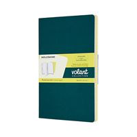Libreta Moleskine Volant Journals Large rayada verde pino/amarillo limón