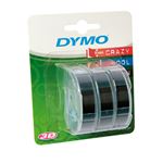 Set 3 Unidades Dymo S0847730 Etiquetas Con Relieve Negro 3mx9mm