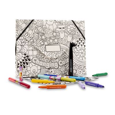 Maletin creativo blendy pens con 14 rotuladores, plantillas y aerografo