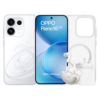 Bundle OPPO Reno 16 5G 6,32" 512GB Blanco + Auriculares Bluetooth OPPO Enco Buds X3s con estuche de carga + Funda + Cargador Supervooc 80W