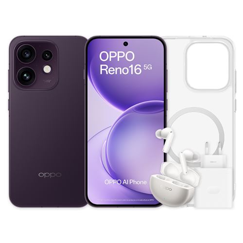 Bundle Oppo Reno 16 5g 6,32" 512gb Negro + Auriculares Bluetooth Oppo Enco Buds X3s Con Estuche De Carga + Funda + Cargador Supervooc 80w
