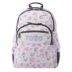 Mochila Escolar Totto Crayoles Blanco Y Arcoíris Rosa
