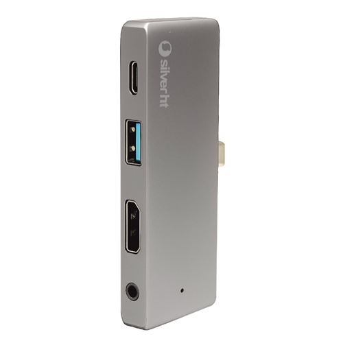 Hub 3 En 1 Silverht Logan Go 4k Usb-c A Usb-c Pd 100w + Hdmi + Usb-a + Jack 3,5mm