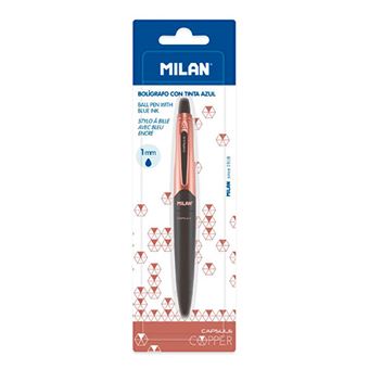 Bolígrafo Milan Capsule Copper negro tinta azul - 1