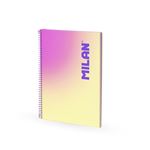Cuaderno Milan A4 Con Espiral Y Tapa Dura Papel Cuadriculado 90 Hojas De 95gr/m² Colección Sunset Amarillo