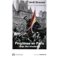 Pingüinos en París (bajo dos tricolores):
