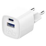 Cargador de red T'nB USB-C + USB-A GaN Power Delivery 30W Blanco
