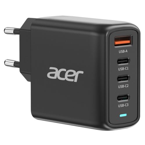Cargador De Pared Acer Gan 3x Usb-c + 1x Usb-a Power Delivery 3.0 100w Negro