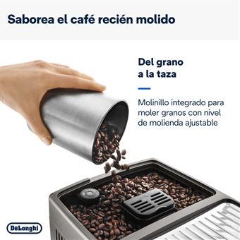 De'Longhi Perfetto Dinamica Plus, Máquina Automática de Café en Grano,  Cappuccino, Espresso, ECAM370.95.T, Titanio, 2 L, Color Gris