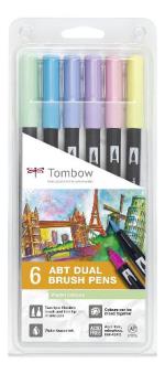 Tombow ABT- 6P rotuladores Dual Brush Pen con dos puntas - 6 unidades color pastel