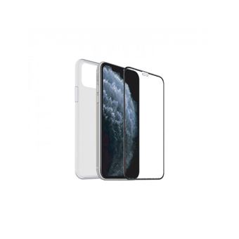 Funda Muvit Cristal Soft Transparente + Protector de pantalla Cristal templado Marco negro para Samsung Note 10 Lite