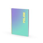 Cuaderno Milan A4 Con Espiral Y Tapa Dura Papel Cuadriculado 90 Hojas De 95gr/m² Colección Sunset Turquesa