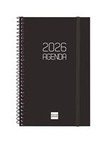 Agenda Finocam Espiral Basics Opaque Ene-dic 2026 E5 - 117x181 Mm Semana Vista Horizontal Negro Español