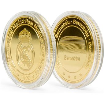 Moneda Real Madrid Edición Especial – Escudo Y Estadio Santiago Bernabéu, Plateada, 4 Cm, Licencia Oficial, Regalo Para Fans