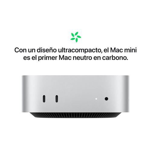 Apple Mac Mini M4 CPU 10, GPU 10, 24GB RAM, 1TB SSD, Plata - Mac