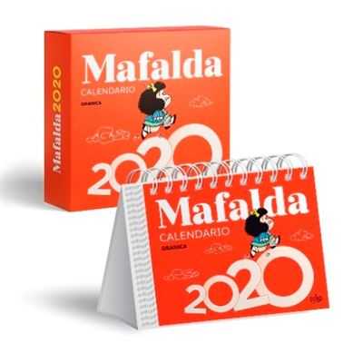 Calendario caja 2020 escritorio Mafalda rojo