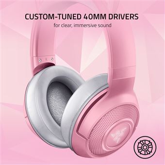 cojo Certificado Chicle Headset gaming Bluetooth Razer Kraken Kitty Quartz - Auriculares para  ordenador - Fnac