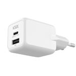 Cargador de red Ksix 1x USB-A + 1x USB-C GaN Power Delivery PPS 20W Blanco
