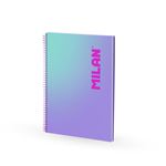Cuaderno Milan A4 Con Espiral Y Tapa Dura Papel Cuadriculado 90 Hojas De 95gr/m² Colección Sunset Lila