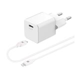 Cargador de pared WeFix AC 20W + Cable USB-C a Lightning 1m Blanco