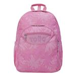 Mochila Escolar Totto Acuareles Palmeras Rosas Adaptable A Carro