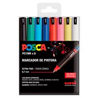 Set de 8 rotuladores extrafinos Posca PC1MR colores básicos