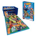 Caja organizadora de cohes con pista y área de juego hot wheels