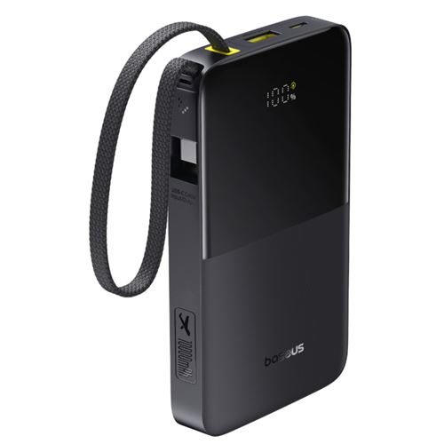 Powerbank Baseus Enerfill Bipow 2 Pro 10000mah Usb-c Power Delivery 22,5w Con Cable Integrado Negro