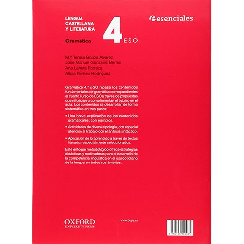 Esenciales Oxford Lengua Castellana Y Literatura 9780190502935 Gramática 4º ESO