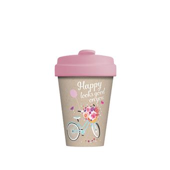 Taza take away Chic Mic Bamboocup Happy calligraphy
