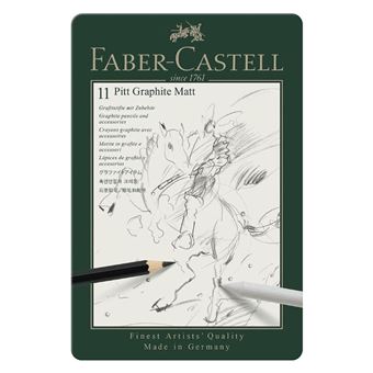 Caja metálica Faber-Castell con 8 Lápices Pitt Graphite Matt + 3 piezas - 1