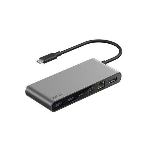 Belkin Gris Hub Usb-C De 8 Puertos Con Ethernet 2.5Gb. Espacial